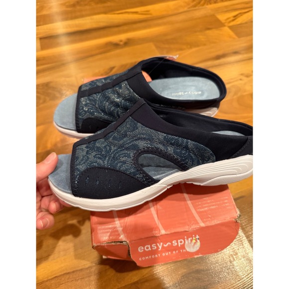 Easy Spirit Traciee7 Slide Sandals Wide Width Comfort Dark Blue 7 WW summer NWT - Picture 1 of 5
